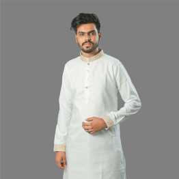 "Men's Regular Fit Panjabi  Collar & Calf Embroidery"